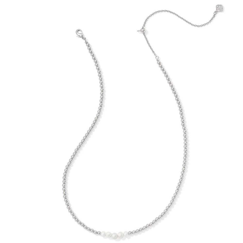 Kendra Scott Eve Silver Beaded Strand Necklace in Freshwater Cultured Pearl